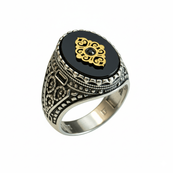 Royal Series - SILVER ELITE CREST RING - Pure Stainless Steel Men’s Steel-Gold-Plated Ring – Statement Luxury Jewelry (Size : 17-19-20-22-27)