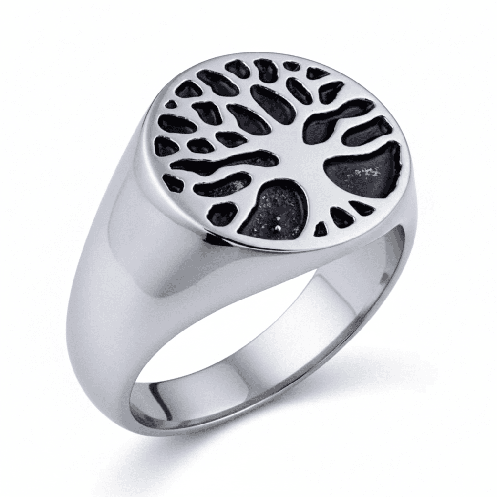 THE MEN THING Rings Royal Series - SOUL TREE SIGNET RING - Pure Stainless Steel Men’s Steel-Plated Ring – Statement Luxury Jewelry (Size :15-18-21-22-24-28-31 )