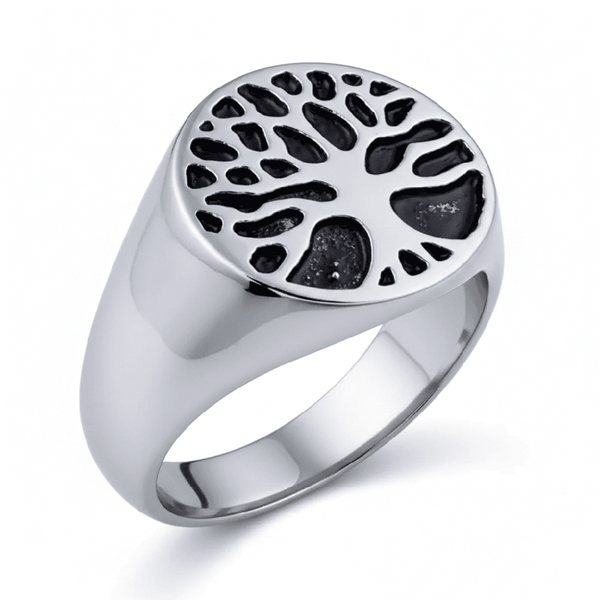Royal Series - SOUL TREE SIGNET RING - Pure Stainless Steel Men’s Steel-Plated Ring – Statement Luxury Jewelry (Size :15-18-21-22-24-28-31 )