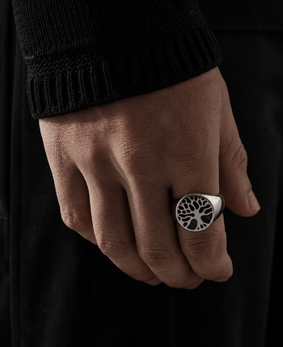 THE MEN THING Rings Royal Series - SOUL TREE SIGNET RING - Pure Stainless Steel Men’s Steel-Plated Ring – Statement Luxury Jewelry (Size :15-18-21-22-24-28-31 )