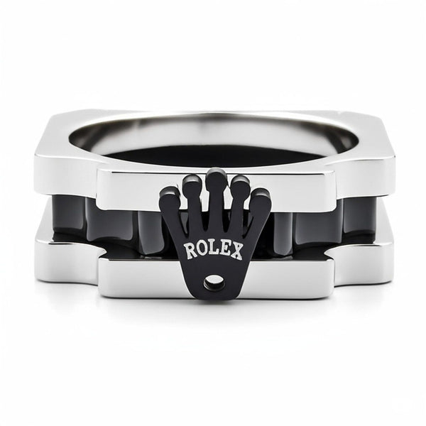 Royal Series - SQUARE REIGN RING - Pure Stainless Steel Men’s Steel-Black-Plated Ring – Statement Luxury Jewelry (Size : 16-19-22-24)