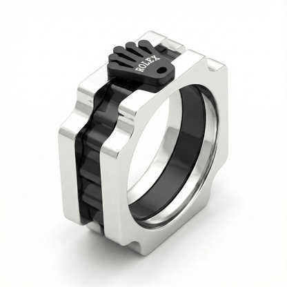 THE MEN THING Rings Royal Series - SQUARE REIGN RING - Pure Stainless Steel Men’s Steel-Black-Plated Ring – Statement Luxury Jewelry (Size : 16-19-22-24)