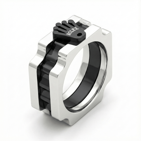 Royal Series - SQUARE REIGN RING - Pure Stainless Steel Men’s Steel-Black-Plated Ring – Statement Luxury Jewelry (Size : 16-19-22-24)