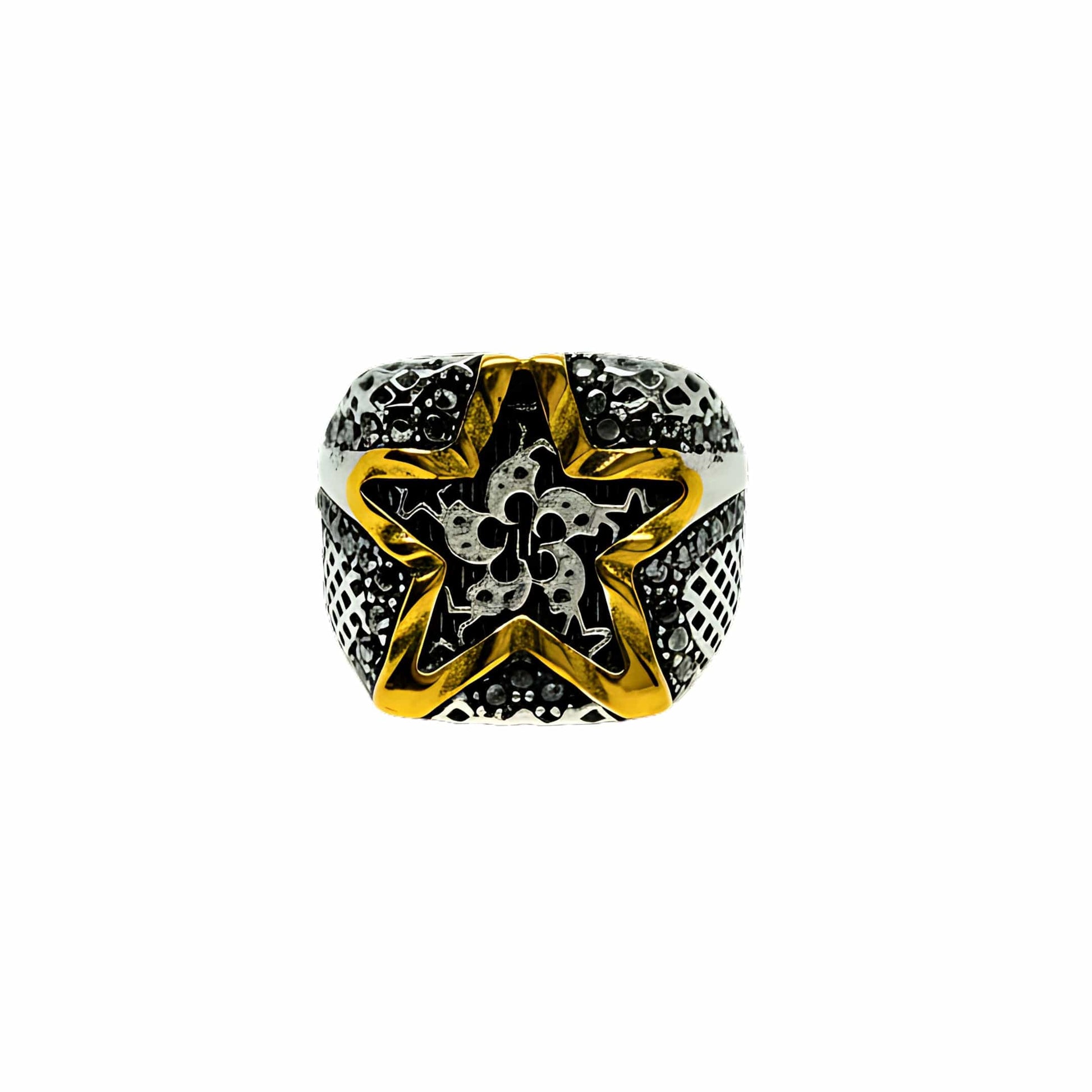 THE MEN THING Rings Royal Series - STARBOUND RELIC RING - Pure Stainless Steel Men’s Steel-Gold-Plated Ring – Statement Luxury Jewelry (Size : 16-21-24-25-26)