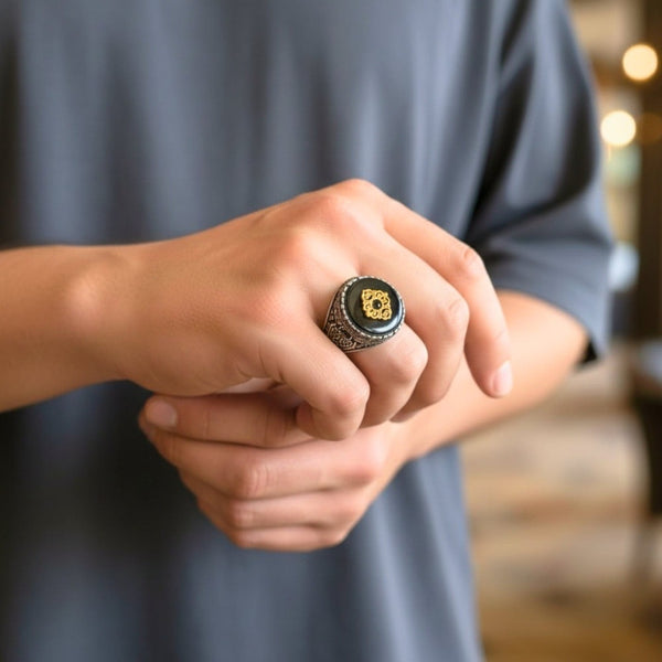 Royal Series - STEEL ELITE CREST RING - Pure Stainless Steel Men’s Steel-Gold-Plated Ring – Statement Luxury Jewelry (Size : 17-19-20-22-27)