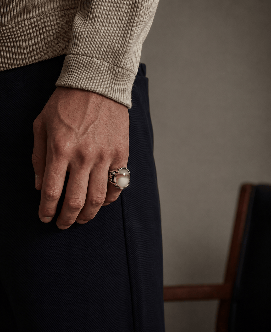 THE MEN THING Rings Royal Series - STRATOS VEIN MULTICOLOR STONES - Pure Stainless Steel Men’s Steel-Plated Ring – Statement Luxury Jewelry (Size :16-17-21-22-24-26-27) - 1 Pcs Only