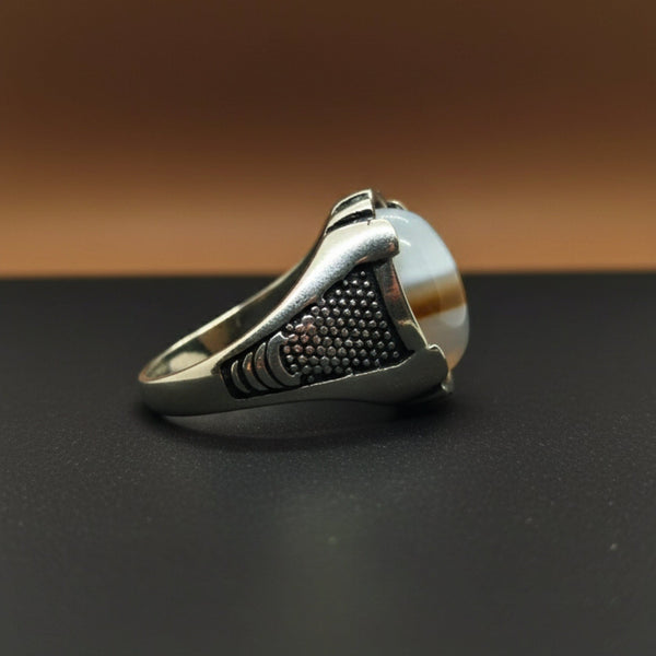 Royal Series - STRATOS VEIN MULTICOLOR STONES - Pure Stainless Steel Men’s Steel-Plated Ring – Statement Luxury Jewelry (Size :16-17-21-22-24-26-27) - 1 Pcs Only