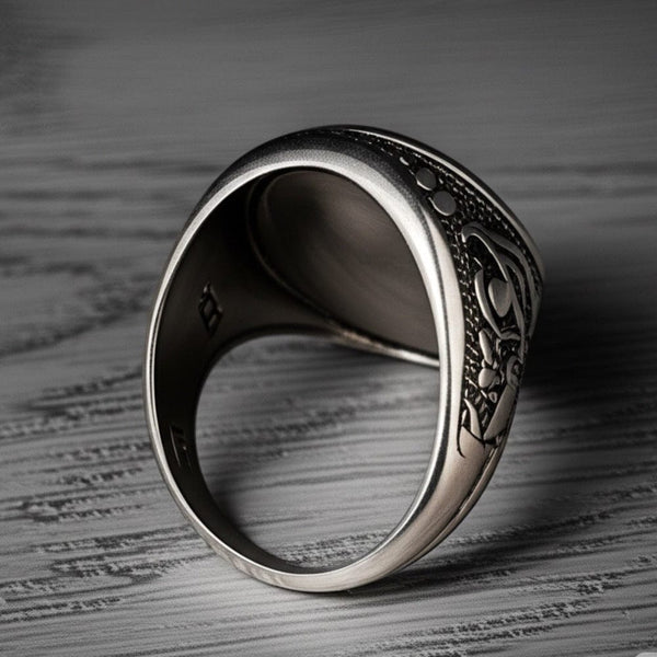 Royal Series - TEMPLE OF SHADOWS RING - Pure Stainless Steel Men’s Steel-Plated Black Ring – Statement Luxury Jewelry (Size : 17-19-21)