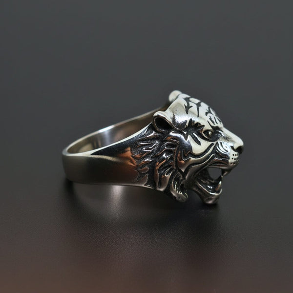 Royal Series - TIGER FANG RING - Pure Stainless Steel Men’s Steel-Plated Ring – Statement Luxury Jewelry (Size : 16-18-20-21-23-24-26-27-29)