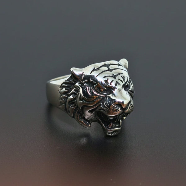 Royal Series - TIGER FANG RING - Pure Stainless Steel Men’s Steel-Plated Ring – Statement Luxury Jewelry (Size : 16-18-20-21-23-24-26-27-29)