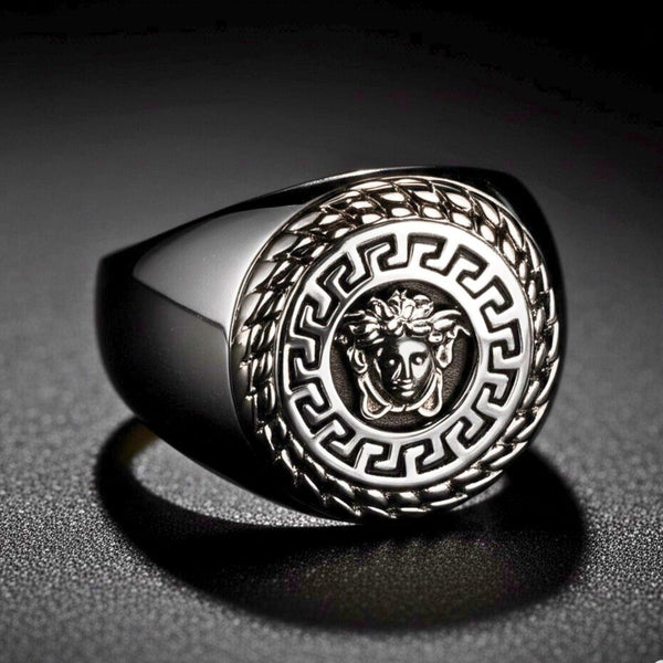 Royal Series - TITAN MAZE RING - Pure Stainless Steel Men’s Steel-Plated Ring – Statement Luxury Jewelry (Size : 19-22-24)