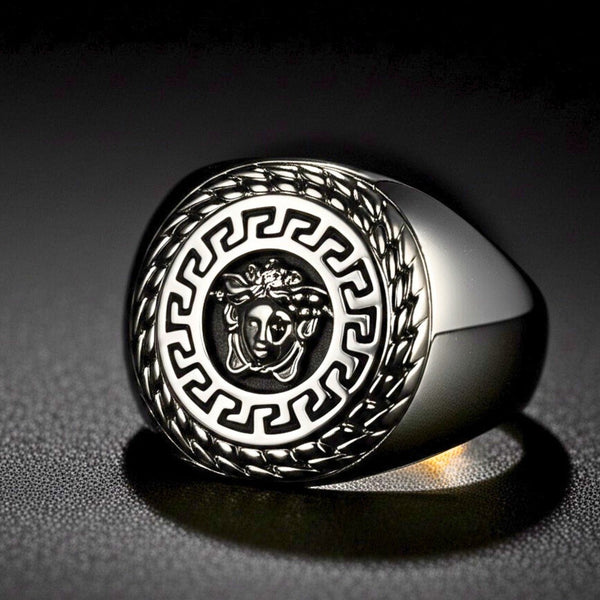 Royal Series - TITAN MAZE RING - Pure Stainless Steel Men’s Steel-Plated Ring – Statement Luxury Jewelry (Size : 19-22-24)