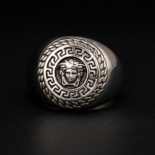 Royal Series - TITAN MAZE RING - Pure Stainless Steel Men’s Steel-Plated Ring – Statement Luxury Jewelry (Size : 19-22-24)