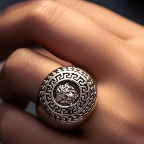 Royal Series - TITAN MAZE RING - Pure Stainless Steel Men’s Steel-Plated Ring – Statement Luxury Jewelry (Size : 19-22-24)