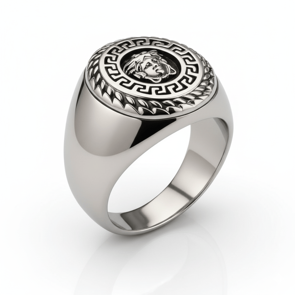 THE MEN THING Rings Royal Series - TITAN MAZE RING - Pure Stainless Steel Men’s Steel-Plated Ring – Statement Luxury Jewelry (Size : 19-22-24)