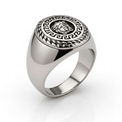 THE MEN THING Rings Royal Series - TITAN MAZE RING - Pure Stainless Steel Men’s Steel-Plated Ring – Statement Luxury Jewelry (Size : 19-22-24)