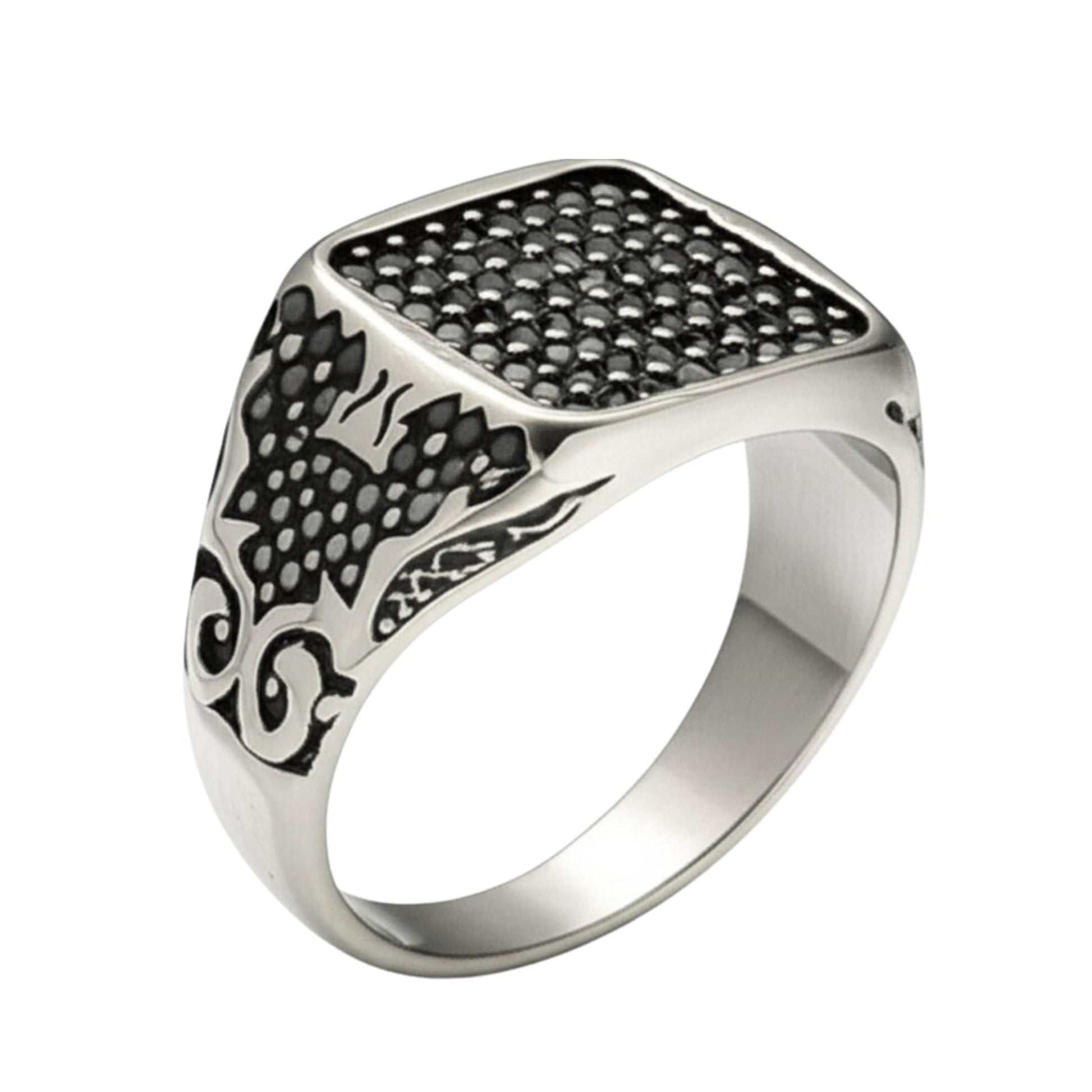 THE MEN THING Rings Royal Series - TITAN'S SEAL RING - Pure Stainless Steel Men’s Steel-Plated Ring – Statement Luxury Jewelry (Size : 16-17-21-24-26)