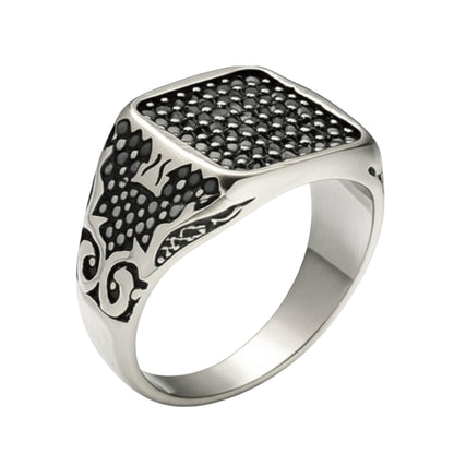 THE MEN THING Rings Royal Series - TITAN'S SEAL RING - Pure Stainless Steel Men’s Steel-Plated Ring – Statement Luxury Jewelry (Size : 16-17-21-24-26)