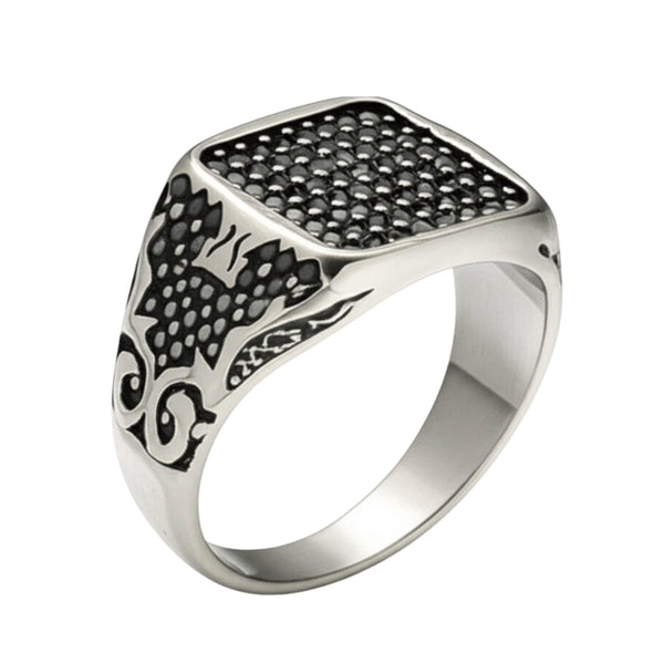 Royal Series - TITAN'S SEAL RING - Pure Stainless Steel Men’s Steel-Plated Ring – Statement Luxury Jewelry (Size : 16-17-21-24-26)
