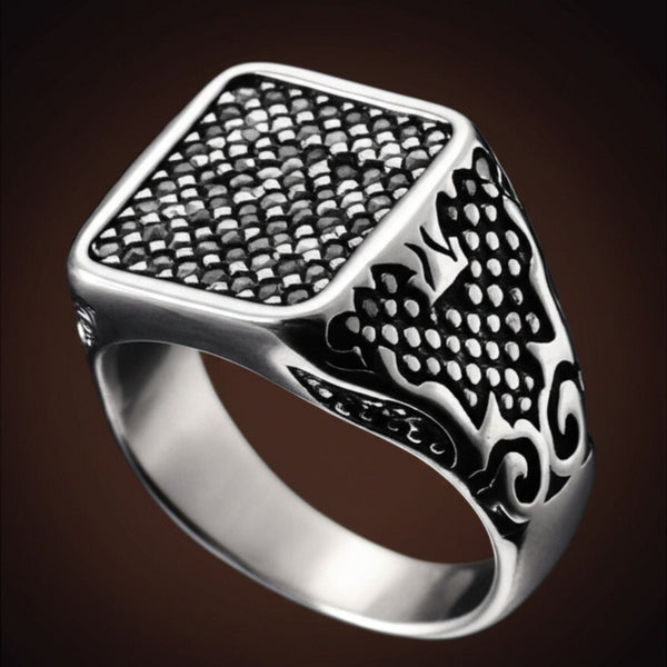 Royal Series - TITAN'S SEAL RING - Pure Stainless Steel Men’s Steel-Plated Ring – Statement Luxury Jewelry (Size : 16-17-21-24-26)