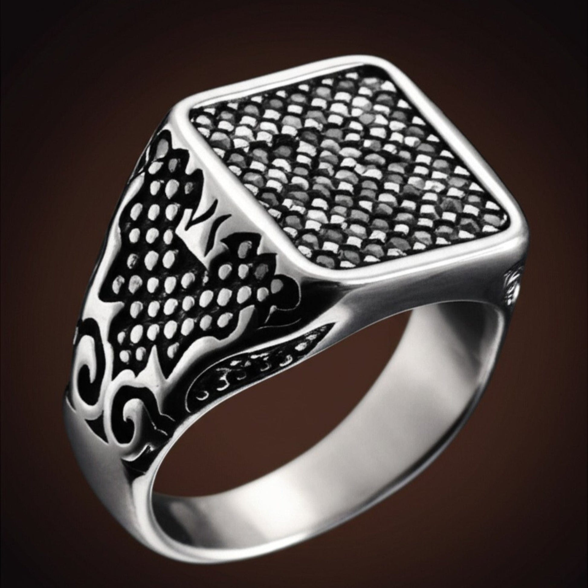 THE MEN THING Rings Royal Series - TITAN'S SEAL RING - Pure Stainless Steel Men’s Steel-Plated Ring – Statement Luxury Jewelry (Size : 16-17-21-24-26)