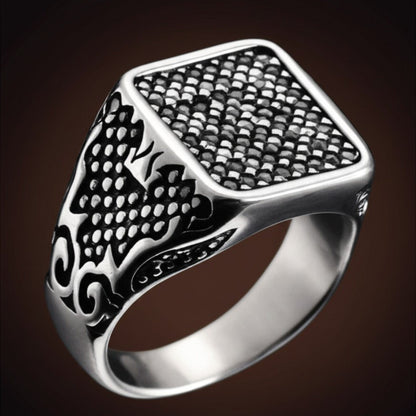 THE MEN THING Rings Royal Series - TITAN'S SEAL RING - Pure Stainless Steel Men’s Steel-Plated Ring – Statement Luxury Jewelry (Size : 16-17-21-24-26)