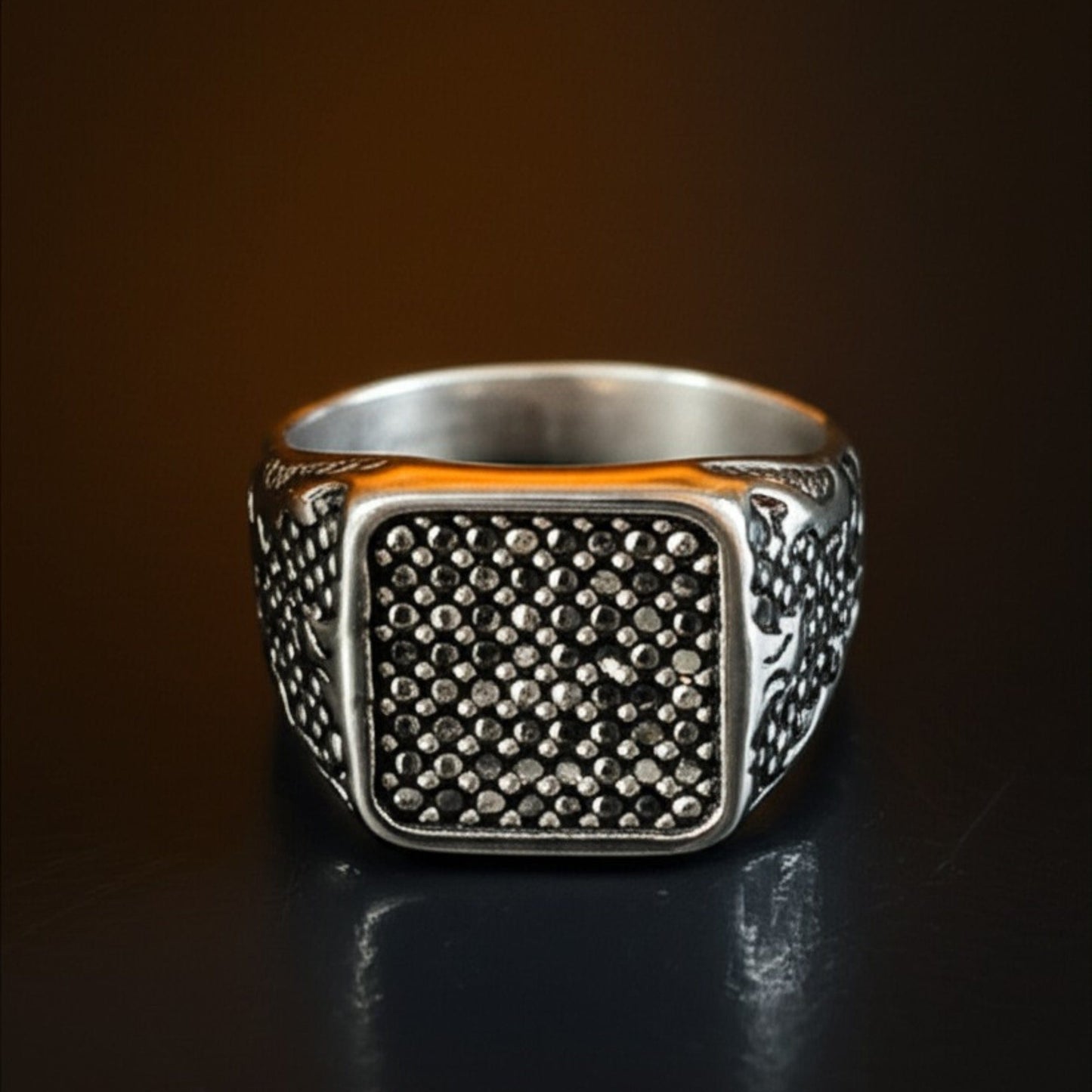 THE MEN THING Rings Royal Series - TITAN'S SEAL RING - Pure Stainless Steel Men’s Steel-Plated Ring – Statement Luxury Jewelry (Size : 16-17-21-24-26)