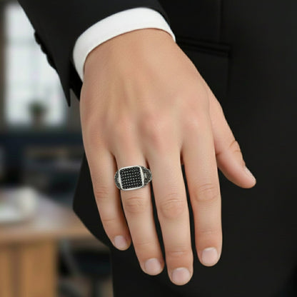 THE MEN THING Rings Royal Series - TITAN'S SEAL RING - Pure Stainless Steel Men’s Steel-Plated Ring – Statement Luxury Jewelry (Size : 16-17-21-24-26)