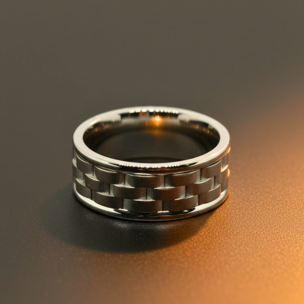 THE MEN THING Rings Royal Series - TITAN WEAVE RING - Pure Stainless Steel Men’s Steel-Plated Ring – Statement Luxury Jewelry (Size :17-22-27)