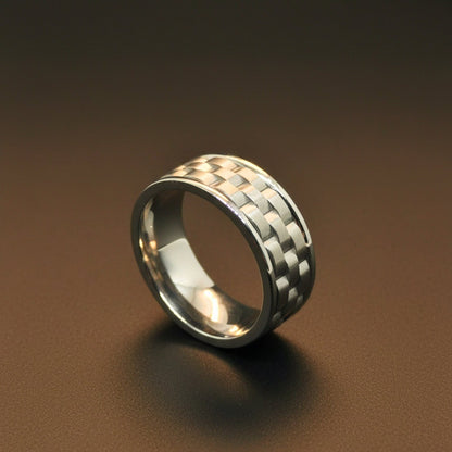 THE MEN THING Rings Royal Series - TITAN WEAVE RING - Pure Stainless Steel Men’s Steel-Plated Ring – Statement Luxury Jewelry (Size :17-22-27)
