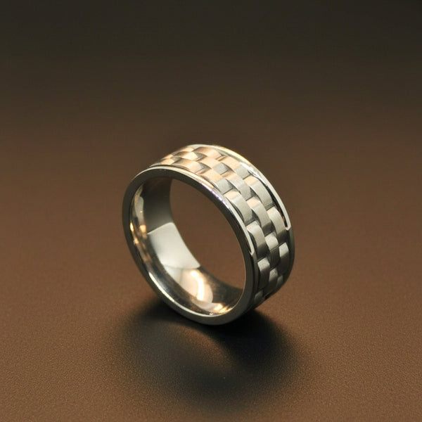 Royal Series - TITAN WEAVE RING - Pure Stainless Steel Men’s Steel-Plated Ring – Statement Luxury Jewelry (Size :17-22-27)