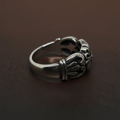 THE MEN THING Rings Royal Series - TRIBAL CROSS EMBLEM RING - Pure Stainless Steel Men’s Steel-Plated Ring – Statement Luxury Jewelry (Size :15-16-18-21-24-25-27-30-31)