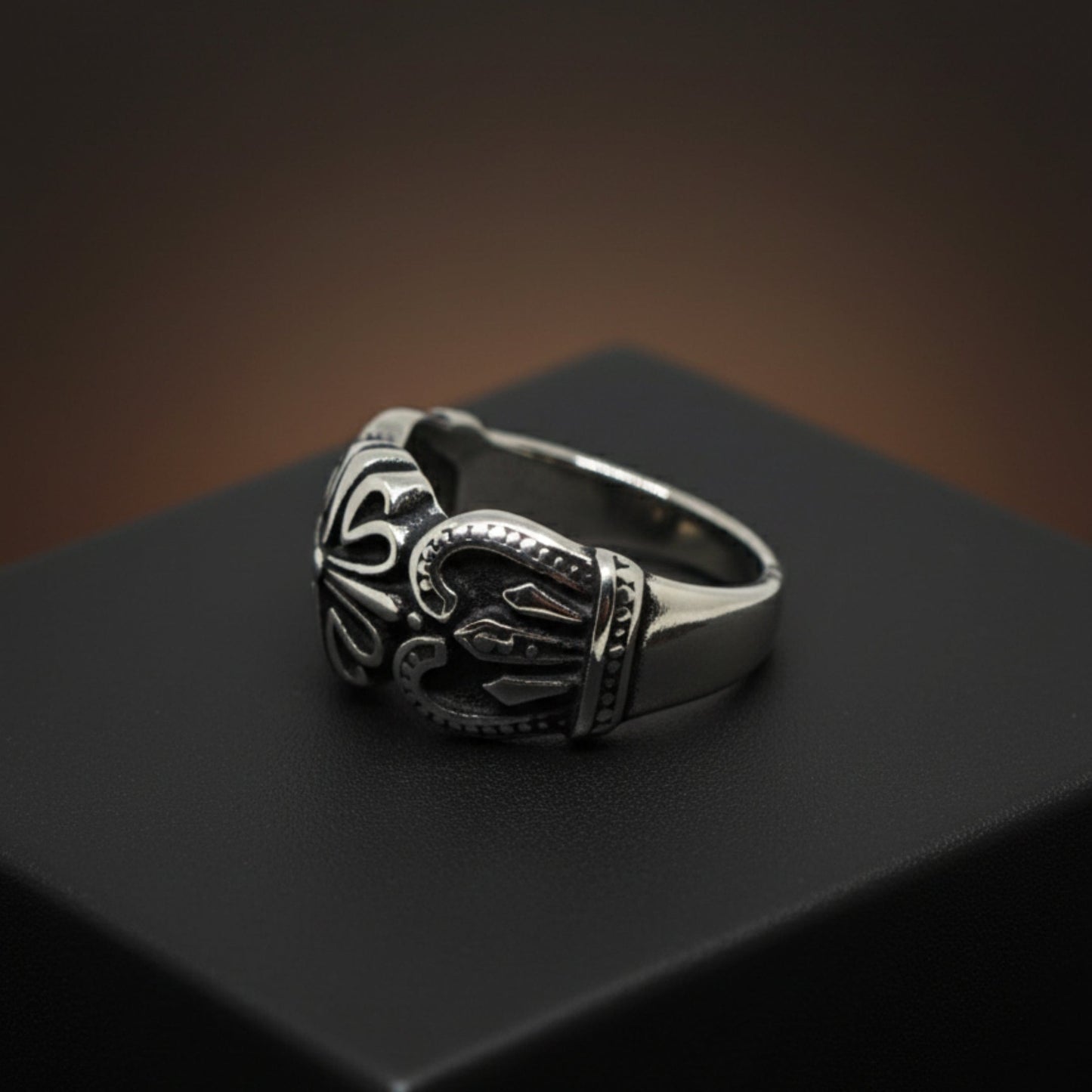 THE MEN THING Rings Royal Series - TRIBAL CROSS EMBLEM RING - Pure Stainless Steel Men’s Steel-Plated Ring – Statement Luxury Jewelry (Size :15-16-18-21-24-25-27-30-31)