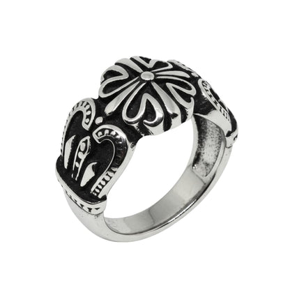 THE MEN THING Rings Royal Series - TRIBAL CROSS EMBLEM RING - Pure Stainless Steel Men’s Steel-Plated Ring – Statement Luxury Jewelry (Size :15-16-18-21-24-25-27-30-31)