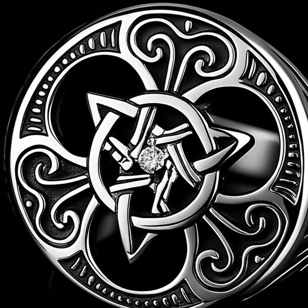 Royal Series - TRINITY SUN RING - Pure Stainless Steel Men’s Steel-Plated Ring – Statement Luxury Jewelry (Size : 16-21-26)