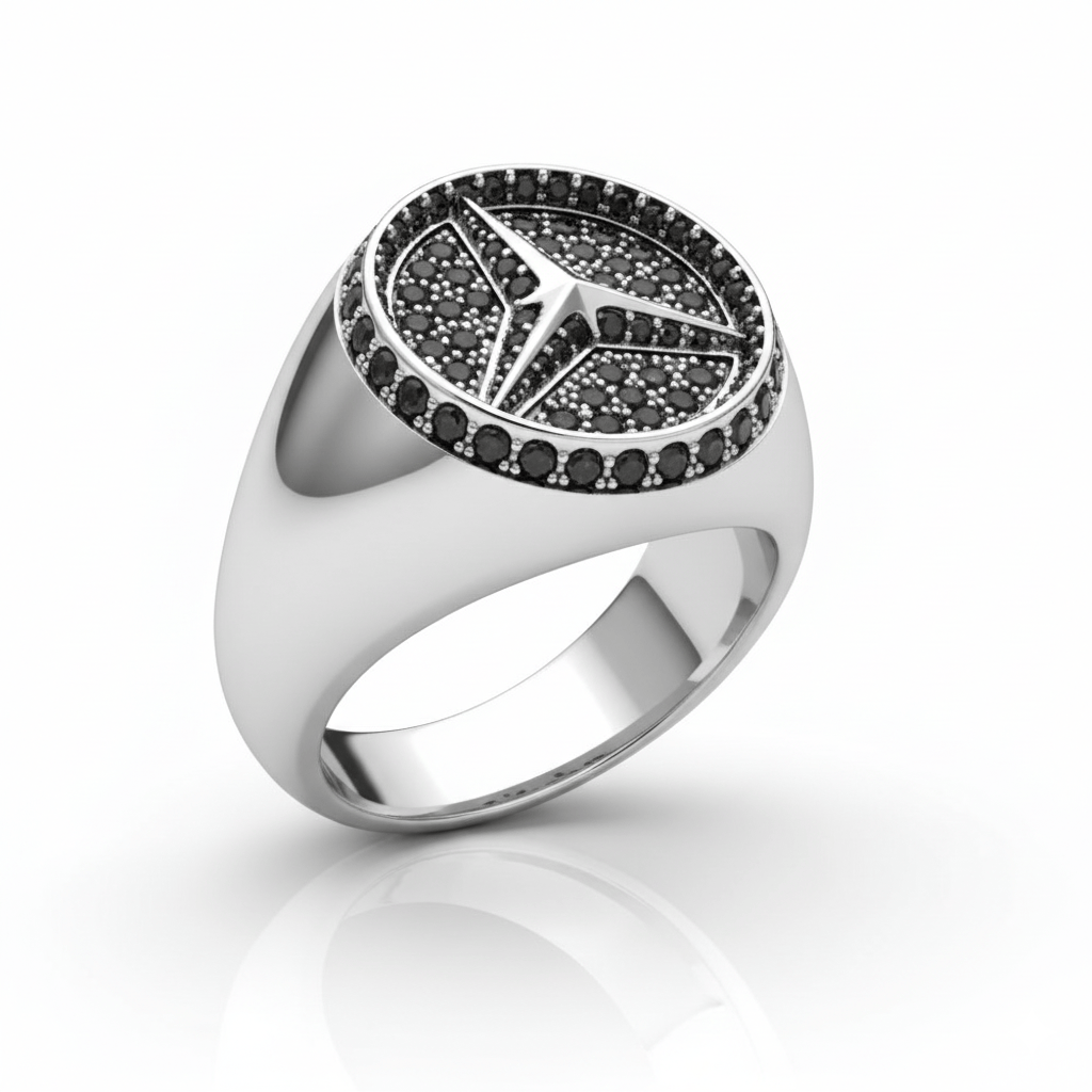 THE MEN THING Rings Royal Series - TRISTAR SHINING RING - Pure Stainless Steel Men’s Steel-Plated Ring – Statement Luxury Jewelry (Size : 16-21-27)