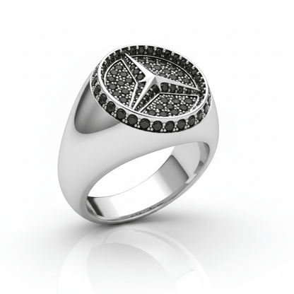 THE MEN THING Rings Royal Series - TRISTAR SHINING RING - Pure Stainless Steel Men’s Steel-Plated Ring – Statement Luxury Jewelry (Size : 16-21-27)