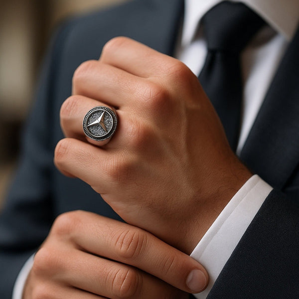 Royal Series - TRISTAR SHINING RING - Pure Stainless Steel Men’s Steel-Plated Ring – Statement Luxury Jewelry (Size : 16-21-27)