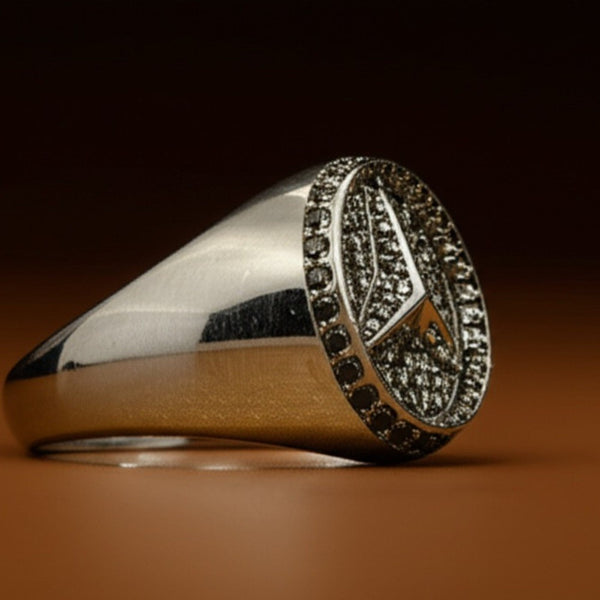 Royal Series - TRISTAR SHINING RING - Pure Stainless Steel Men’s Steel-Plated Ring – Statement Luxury Jewelry (Size : 16-21-27)