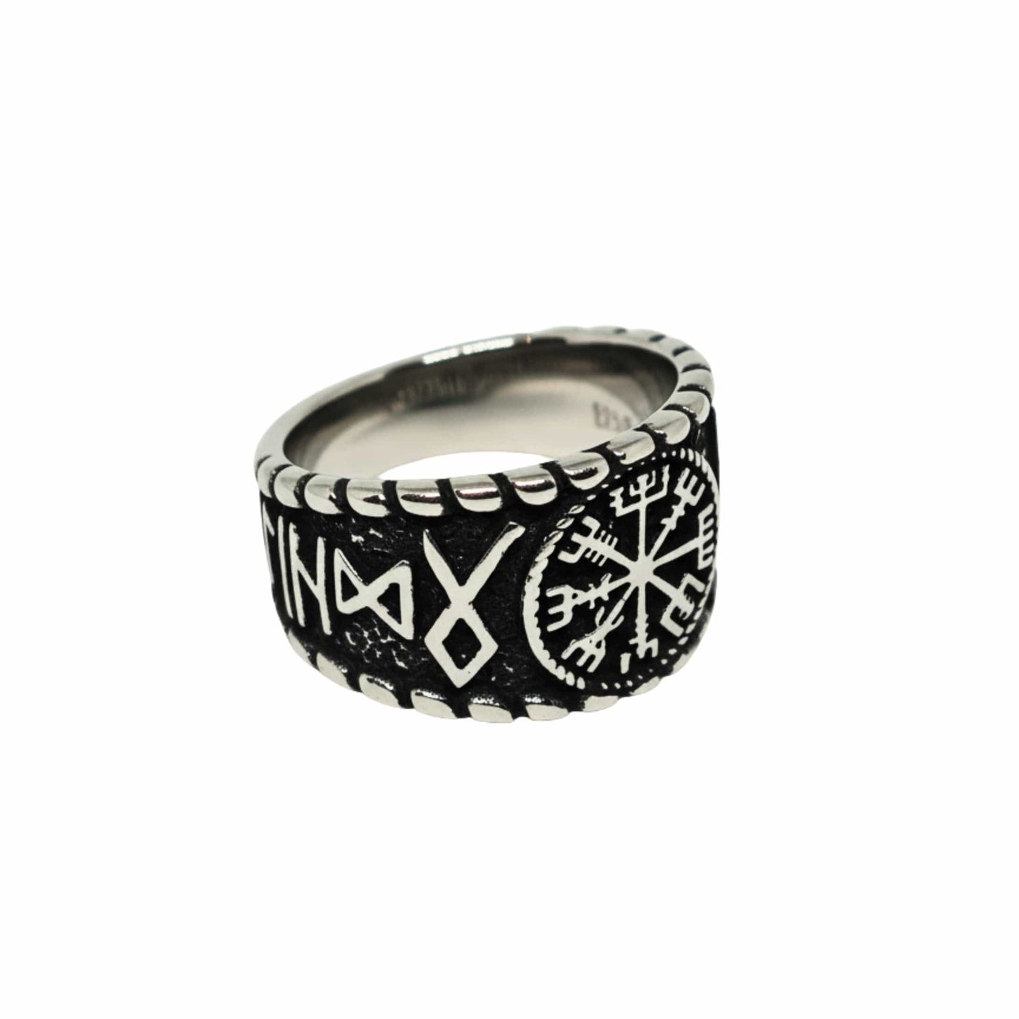 THE MEN THING Rings Royal Series - VEGVISIR GUARDIAN RING - Pure Stainless Steel Men’s Steel-Plated Ring – Statement Luxury Jewelry (Size : 16-18-21-23-28-31)