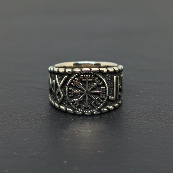 Royal Series - VEGVISIR GUARDIAN RING - Pure Stainless Steel Men’s Steel-Plated Ring – Statement Luxury Jewelry (Size : 16-18-21-23-28-31)