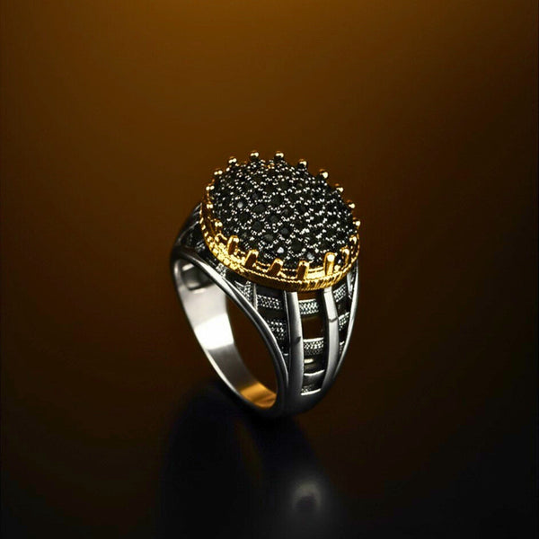 Royal Series - VELTRIX EMBER RING - Pure Stainless Steel Men’s Steel-Gold-Plated Ring – Statement Luxury Jewelry (Size : -19-22-24)