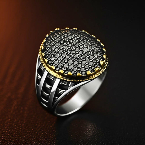 Royal Series - VELTRIX EMBER RING - Pure Stainless Steel Men’s Steel-Gold-Plated Ring – Statement Luxury Jewelry (Size : -19-22-24)