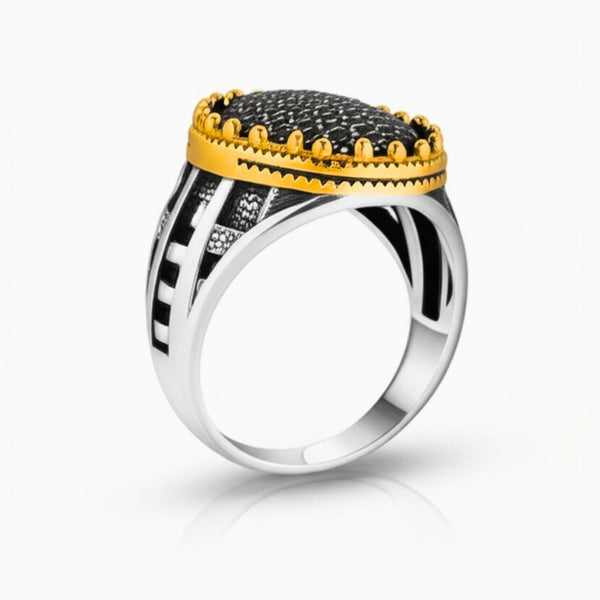 Royal Series - VELTRIX EMBER RING - Pure Stainless Steel Men’s Steel-Gold-Plated Ring – Statement Luxury Jewelry (Size : -19-22-24)