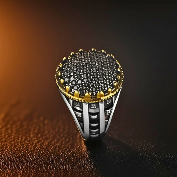 Royal Series - VELTRIX EMBER RING - Pure Stainless Steel Men’s Steel-Gold-Plated Ring – Statement Luxury Jewelry (Size : -19-22-24)