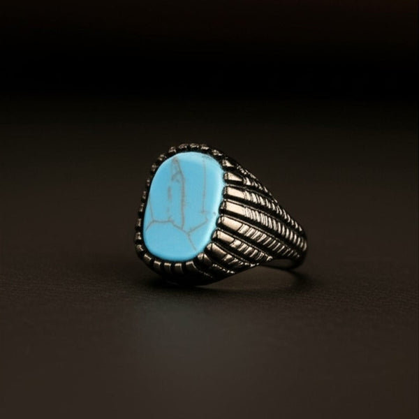 Royal Series - VOLCANIC SKY RING - Pure Stainless Steel Men’s Black-Plated Ring – Statement Luxury Jewelry (Size : 19-22-24-27)