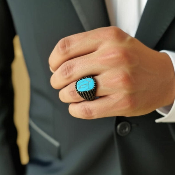 Royal Series - VOLCANIC SKY RING - Pure Stainless Steel Men’s Black-Plated Ring – Statement Luxury Jewelry (Size : 19-22-24-27)