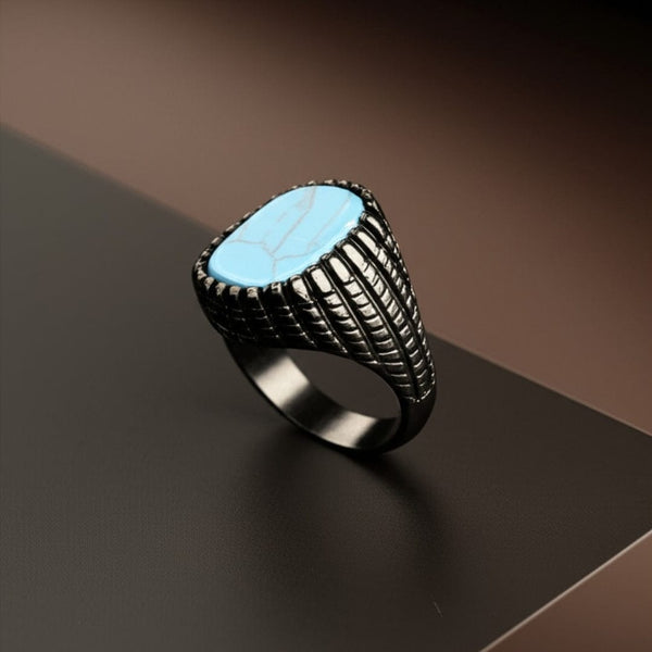 Royal Series - VOLCANIC SKY RING - Pure Stainless Steel Men’s Black-Plated Ring – Statement Luxury Jewelry (Size : 19-22-24-27)