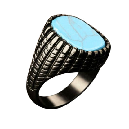 THE MEN THING Rings Royal Series - VOLCANIC SKY RING - Pure Stainless Steel Men’s Black-Plated Ring – Statement Luxury Jewelry (Size : 19-22-24-27)