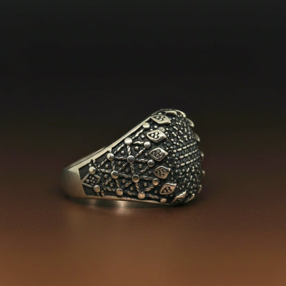 THE MEN THING Rings Royal Series - VORTEX SHIELD RING - Pure Stainless Steel Men’s Steel-Plated Ring – Statement Luxury Jewelry (Size :15-16-20-21-22-26-27)